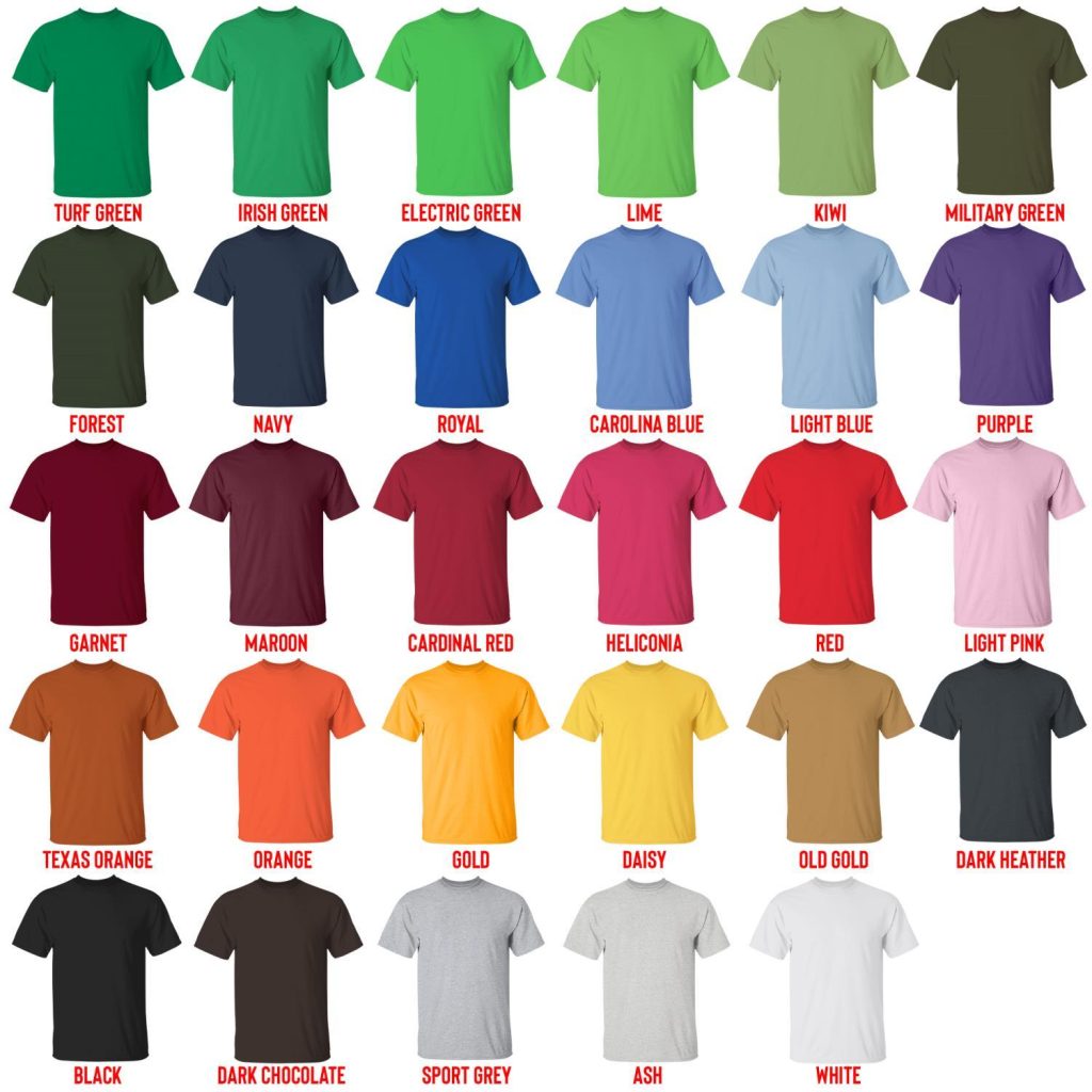 t shirt color chart - Kuromi Store