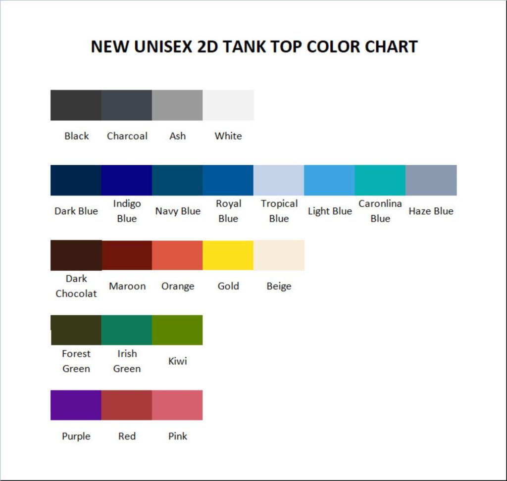 tank top color chart - Kuromi Store