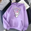 Anime Winter Hello Kitty Hoodie Fleece Thickened Kawaii Cartoon Kuromi Girl Loose Long Sleeved Sweater Couple 30 - Kuromi Store