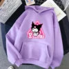 Anime Winter Hello Kitty Hoodie Fleece Thickened Kawaii Cartoon Kuromi Girl Loose Long Sleeved Sweater Couple 32 - Kuromi Store