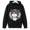 Kuromi Thick Hoodie for Children Cute Sanrio Cartoon Fleece Clothing for Girls Trendy Hoodies Clothes Sweatshirt 1 - Kuromi Store