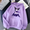 New Kuromi Sweater Kawaii Sanrio Japanese Autumn Student Cartoon Print Hoodie Couple Clothing Children s Birthday - Kuromi Store