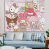 Sanrios Kuromi My Melody Hanging Cloth Anime Kawaii Wall Decoration Cute Cartoon Poster Wall Sticker Background 3 - Kuromi Store