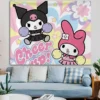 Sanrios Kuromi My Melody Hanging Cloth Anime Kawaii Wall Decoration Cute Cartoon Poster Wall Sticker Background 6 - Kuromi Store